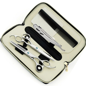 Kit Profesional de Peluquería para Barbero: Tijeras de Entresacar de Acero Inoxidable Pulido Espejo, Tijeras Afiladas, Peine Recto y Tijeras de Corte Recto para Salón - Product Image 1