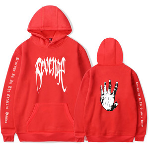Sudadera con Capucha Rosa Unisex con Estampado de Revenge y Gráfico de Mano, Estilo Urbano, Corte Holgado, para Otoño - Product Image 5