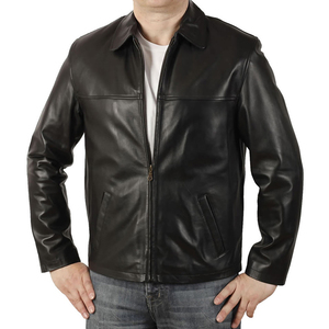 Vestes d'hiver décontractées pour hommes en cuir véritable de qualité supérieure, col montant, imperméables, respirantes, écologiques, avec fermeture éclair, teintes et lavées, devant doux - Product Image 4