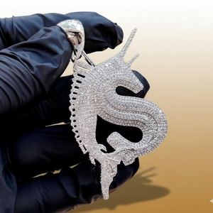 Colgante Personalizado de Plata de Ley 925 con Diamantes y Moissanita VVS, Estilo Hip Hop, con Nombre en Letras, Colgante Bling para Rapper - Product Image 2