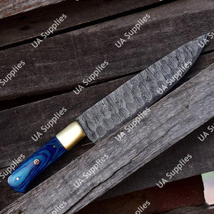 Couteau de Chef Professionnel de Qualité Industrielle en Acier Damas Tranchant comme un Rasoir, Manche en Bois Pakka et Laiton, OEM - Product Image 3