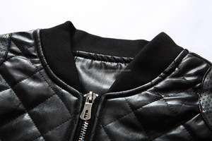 Veste d'hiver en cuir à manches longues pour homme, couleur unie, diamant, personnalisé, décontracté, Slim, col montant, zip, Style OEM - Product Image 3