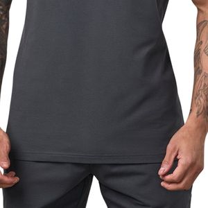 Camiseta Deportiva Gris Carbón para Hombre, Manga Corta, Transpirable, Ligera, Ecológica, para Entrenamiento, Running, Fitness, 100% Algodón - Product Image 4