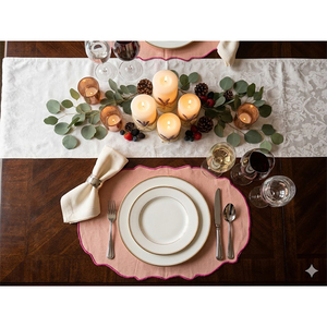 Salvamantel Premium 100% Lino con Borde Festoneado |   Mantel Decorativo Lavable para Mesa de Comedor con Borde en Contraste para Hogar, Hotel y Restaurante - Product Image 2