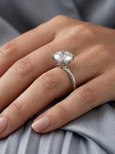 Classic Moissanite <b>Solitaire</b> <b>Ring</b> Round Brilliant Cut Prong Setting Women's Engagement Band 925 <b>Silver</b> Fine Jewelry - Product Image 4