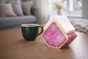 Porte-mouchoirs en pierre naturelle de luxe pour salle de bain et table à manger |   Support de serviettes de table moderne, durable et écologique - Product Image 2