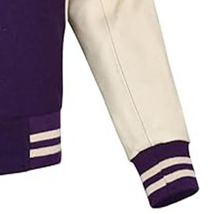 Chaqueta Universitaria Personalizada de Béisbol Tipo Bomber con Mangas de Cuero y Lana, Parches Bordados de Chenilla, Venta Caliente OEM - Product Image 5