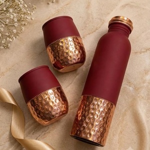 KRAFT WORLD Premium Handcrafted Eco-Friendly Copper <b>Water</b> <b>Bottles</b> Classic Tapered <b>Bottle</b>-Shaped Lid Design Hammered Finish - Product Image 4