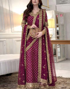 Formal Evening Wear Elegant Pink Gold Embroidered Long Shirt <b>Kurti</b> Floor-Length Traditional <b>Indian</b> Pakistani Wedding Dresses - Product Image 5