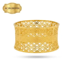 Nuevo Diseño, Brazalete Geométrico Ancho Chapado en Oro con Filigrana para Mujeres Africanas, Joyería de Boda - Product Image 2