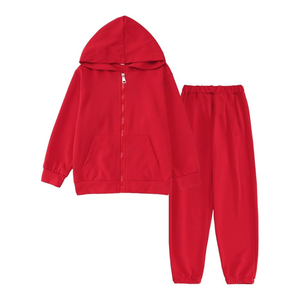 Sand Beige Full <b>Zip</b> <b>Hooded</b> Kids Tracksuits Thick Cotton Fleece Classic Jogger Pants Comfortable Outdoor Adventure Kids Tracksuit - Product Image 3
