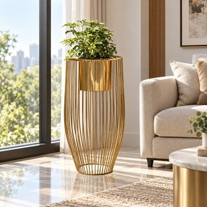 High Quality Gold Metal Flower <b>Pot</b> <b>Stand</b> for Living Room Office Hotel Decor Indoor Plant Holder Home Decoration Stylish Rack Set - Product Image 1