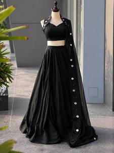 Lehenga Choli bleu royal avec dupatta brodée de miroirs, tenue de mariage indienne et pakistanaise pour femmes - Product Image 3