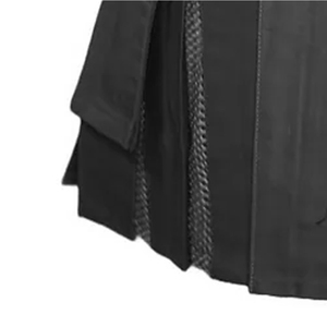 Kilt utilitaire ajusté en cuir véritable à sequins personnalisable pour femme, avec poches cargo et chaîne détachable, respirant, idéal pour l'hiver et les soirées. - Product Image 5
