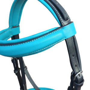Têtière en cuir turquoise avec sangles noires et boucles réglables, pièce de bridon équestre, têtière en cuir noir - Product Image 6