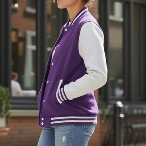 Reasonable Price Quick Dry Women Varsity Baseball Jackets <b>Top</b> <b>High</b> Quality Custom <b>Leather</b> Sleeve Women Varsity Jacket - Product Image 3