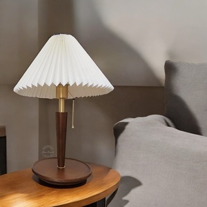 Attractive Design <b>Table</b> <b>Lamp</b> With Wooden Base and Fabric Shade Used for Bedroom and Office Tabletop Decoration - Product Image 1