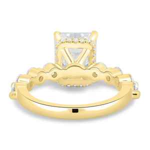 Bague Solitaire Halo Éternité en Moissanite Taille Radiant pour Femme, en Argent 925 Original, Idéale pour Mariage, Promesse ou Cadeau de Mariée - Product Image 6