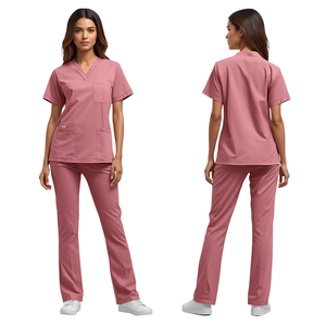 INTENTION SPORTS Women's Cotton Blend Woven <b>Scrub</b> <b>Set</b> with Needle Detection and Seamless Fusing for Hospital Use - Product Image 1