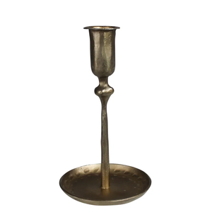 Hand Forged Antique <b>Brass</b> <b>Candlestick</b> Holder Rustic Metal Taper Candle Stand Textured Single Head Dinner Table Centerpiece Decor - Product Image 1