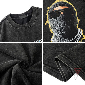 Oversized T-Shirt Men's Street Style Short Sleeve O-Neck Cotton Jersey Photo Print Front Logo - Product Image 6