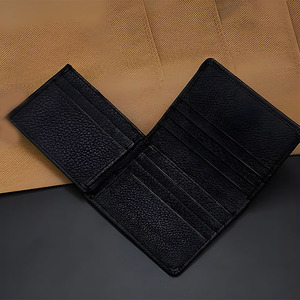 Men Textured Black Leather Bifold Wallet High Capacity Multi Cardslot ID Window Compact Pocket <b>Billfold</b> Style Currency Organizer - Product Image 3