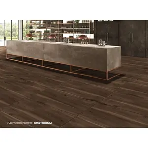 Anti-slip Rustic Oak Wood Choco Floor Tiles 2x4 Polished Glazed Porcelain Livingroom 60x120cm Wall Tiles for Flooring in Foshan