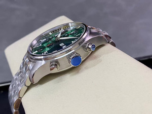 Reloj de pulsera para hombre, mecánico automático, con cronógrafo, fecha, esfera esmeralda, estilo deportivo y de negocios, de lujo, Eternal Platinum. - Product Image 4