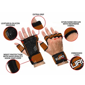 Guantes de neopreno personalizados OEM para levantamiento de pesas, diseñados para entrenamiento en gimnasio con palmas acolchadas, control de agarre y muñequeras ajustables. - Product Image 6