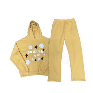 Unisex 100% Cotton Custom Printing Jogging Track Sweat Suit Men's Summer Sweatsuit with Hoodie and <b>Pant</b> Set - Product Image 1