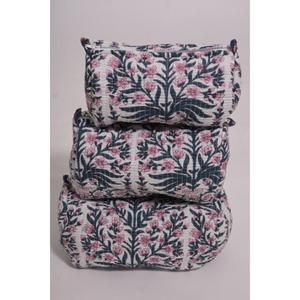 Bolsa de Maquillaje Ligera, Ecológica, de Algodón con Estampado Floral, Hecha a Mano en India, Bolsa de Cosméticos de Viaje para Organizar, para Mujer - Product Image 1