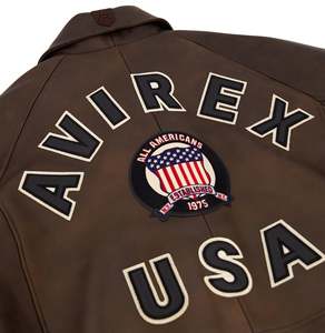 Chaqueta Bomber de Cuero Genuino para Hombre Avirex, Cuero Vacuno Auténtico, Impermeable, Resistente al Viento, Bordado, Edición Limitada, Estilo Americano Vintage - Product Image 4