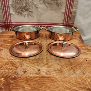 Marmites à soupe en cuivre avec couvercles, à double poignée, design vintage, intérieur en acier inoxydable, compatibles four, cuisinière à gaz et à induction - Product Image 1