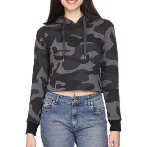 Sudadera corta con capucha de manga larga de última moda para mujer, con estampado de logotipo personalizado en la parte delantera, estilo streetwear, en oferta. - Product Image 6