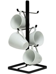 Wood Mug <b>Tree</b> <b>Stand</b> Coffee Cups Heavy Duty Mug Holder Rack Freestanding Countertop Cup Organizer Protective Feet Shabby Chic - Product Image 2