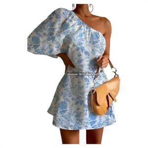 Vestido Casual de un Solo Hombro para Mujer 2026, Sexy, con Manga Abullonada, Estampado, de Alta Calidad, Efecto Adelgazante, ¡Gran Venta! - Product Image 1