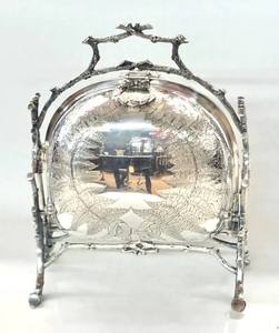 Antique Silver Biscuit Warmer/Antique Double Shell Silver Plated Folding Biscuit Barrel Box English Silver Victorian Bun Warmer - Product Image 3