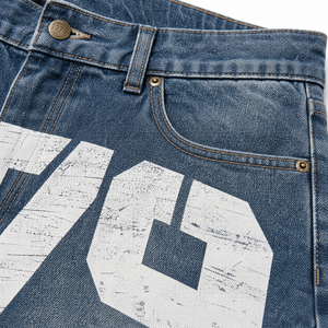 Shorts en jean pour homme de qualité supérieure avec imprimé 1979, taille mi-haute, style décontracté, en toile, avec fermeture boutonnée et poches - Product Image 6