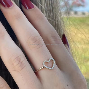 Bague en diamant de laboratoire de coeur bijoux IGI/GIA bague en or 14 carats pour femmes bague de fiançailles/bague de mariage laboratoire créé - Product Image 1