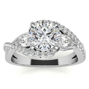Trendy 18K Gold <b>Fine</b> <b>Ring</b> for Women Natural Diamond <b>ring</b> Round and Pear Lab Grown Diamond 3-Stone Bypass Engagement <b>Ring</b> - Product Image 1