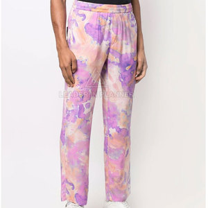 Pantalones de Pierna Recta con Estampado Tie Dye para Hombre, Cintura Elástica, Ligeros, Transpirables, Casuales, de Verano, Mezcla de Viscosa y Algodón, con Pliegues Delanteros - Product Image 3