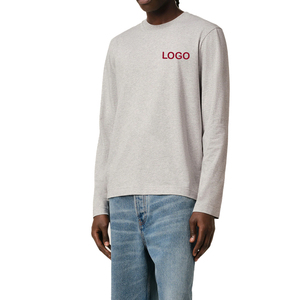Cotton Long Sleeve T Shirt Men <b>Heart</b> Embroidery Minimal Streetwear Premium Jersey OEM Custom <b>Top</b> - Product Image 5