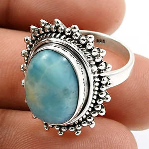 Wholesale Larimar Gemstone Bezel Setting <b>Ring</b> <b>Crafted</b> From 925 Sterling Silver Simple Elegant Unisex Jewelry At Wholesale Price - Product Image 2
