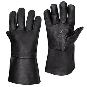 Premium quality Goatskin Leather Jet Black <b>Tig</b> <b>welding</b> <b>Gloves</b> Heavy Duty Industrial safety Firefighting Abrasion Resistant - Product Image 1