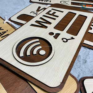 Plaque murale personnalisée en bois rustique pour mot de passe Wi-Fi – Décoration pour maison, café, bureau - Product Image 1