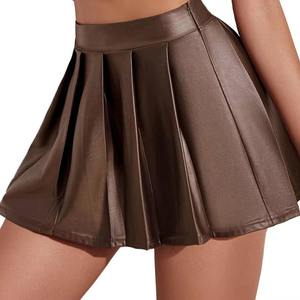 Jupe trapèze vintage en cuir véritable épais pour femme, style tendance, avec votre logo, motif léopard, décontractée, pour l'hiver, haute qualité - Product Image 1