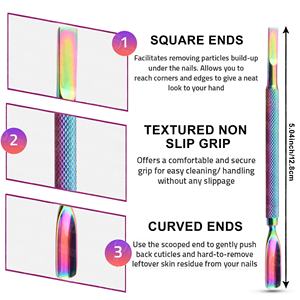 Empujador de cutículas, herramienta profesional para el cuidado de las uñas, herramienta de manicura de doble punta de acero inoxidable para técnicos de uñas de salón - Product Image 5