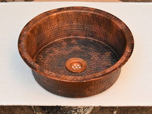 Rustic Pure Copper <b>Round</b> Vessel Sink Handmade Bathroom <b>Basin</b> for Luxury Homes Boutique Hotels Resorts and Spa Interiors - Product Image 2