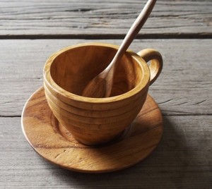 Taza de Café de Madera Natural, Tazas Hechas a Mano de Madera de Acacia para Beber Agua, Té, Taza de Café de Madera con Asa - Taza Tallada en Madera - Product Image 1