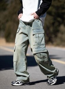 Jeans cargo baggy personnalisés avec logo OEM pour hommes, adolescents et garçons, jeans décontractés amples avec poches à rabat, style Y2K, denim des années 90, streetwear hip-hop - Product Image 5
